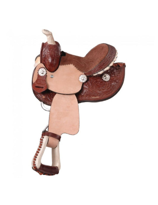 Selle Mini Western Barrel avec cuir brut