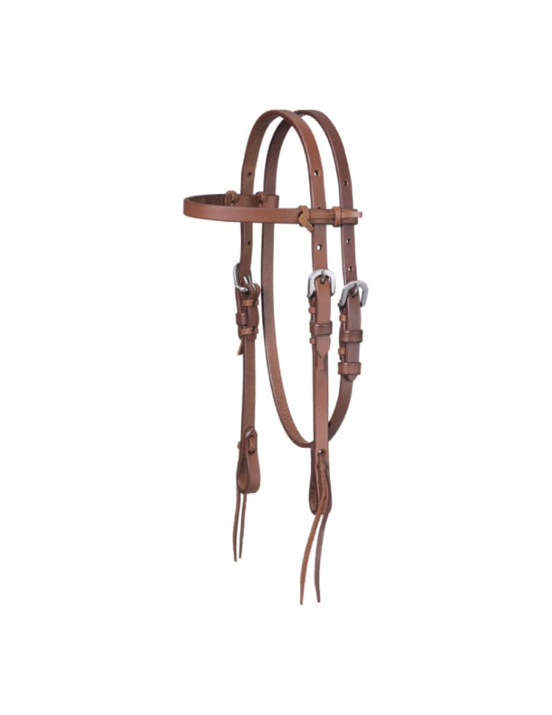 Mini Harness Leather Browband Headstall w/ Tie Ends